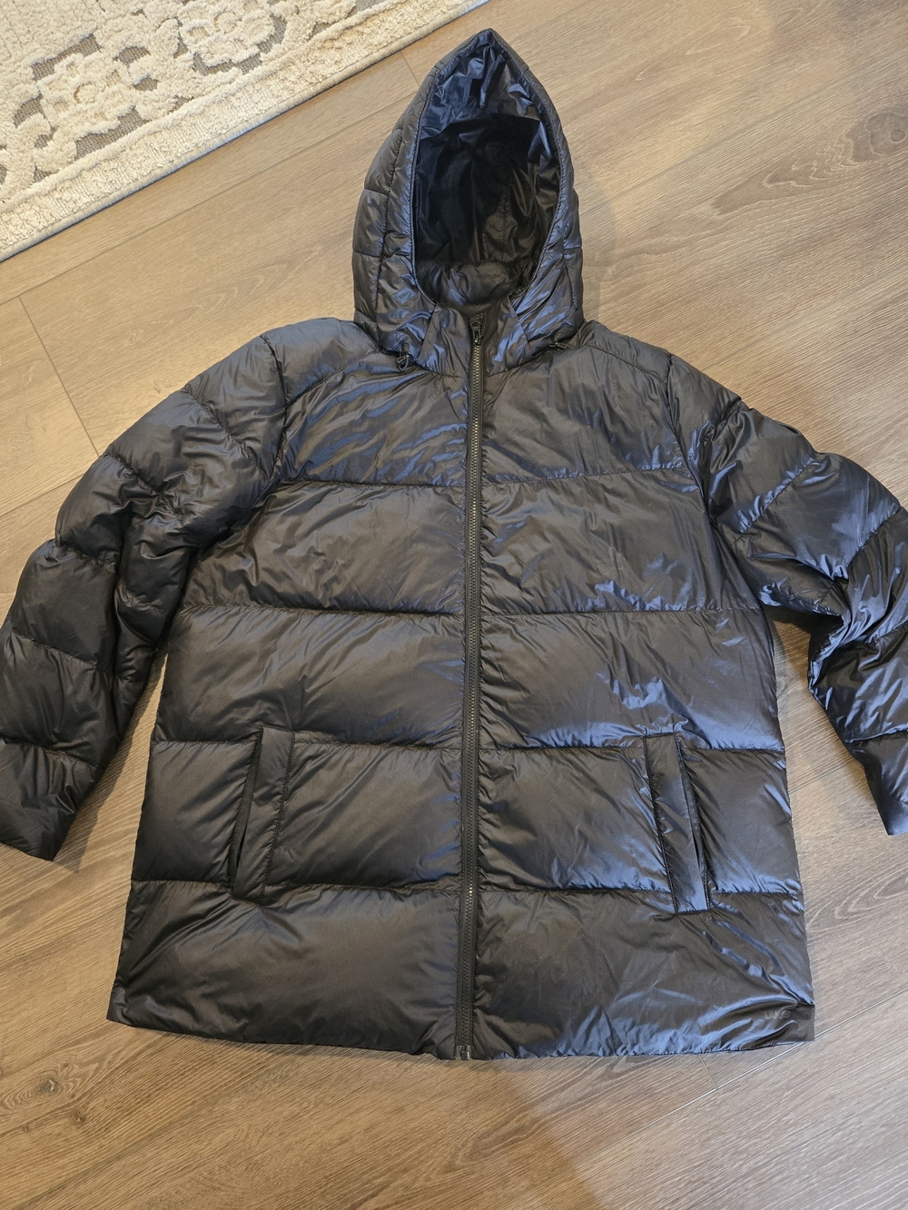 Lands' End Women's Black Hooded Puffer Coat